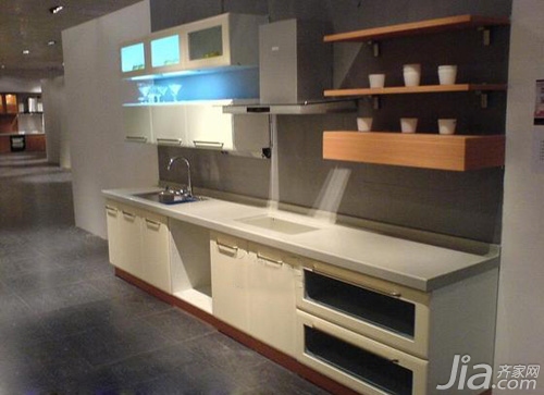 6套一字型橱柜效果图 小厨房转得开