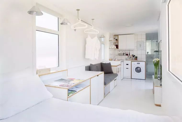 15㎡迷你单身公寓，纯白的设计显得如此亮堂！